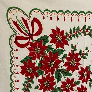 VINTAGE MCM 1950s Poinsettia Tablecloth